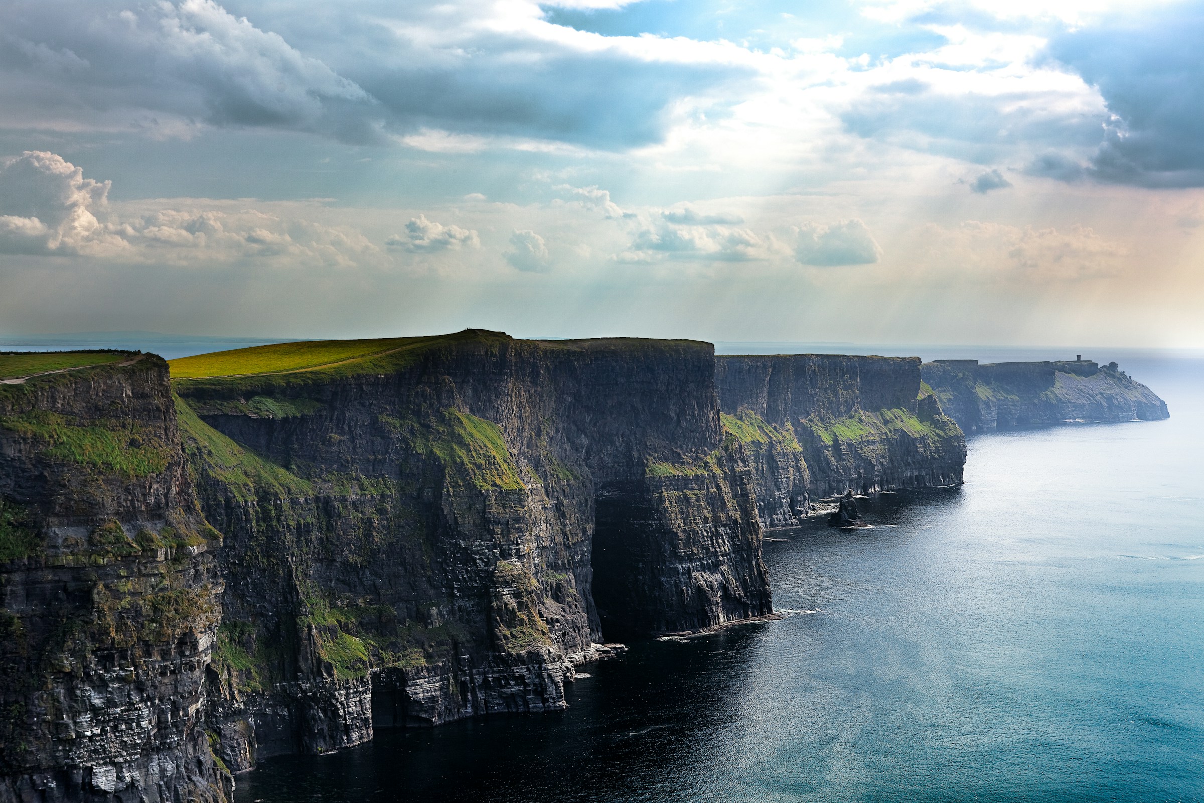 The green cliffs and Atlantic coastline of Ireland